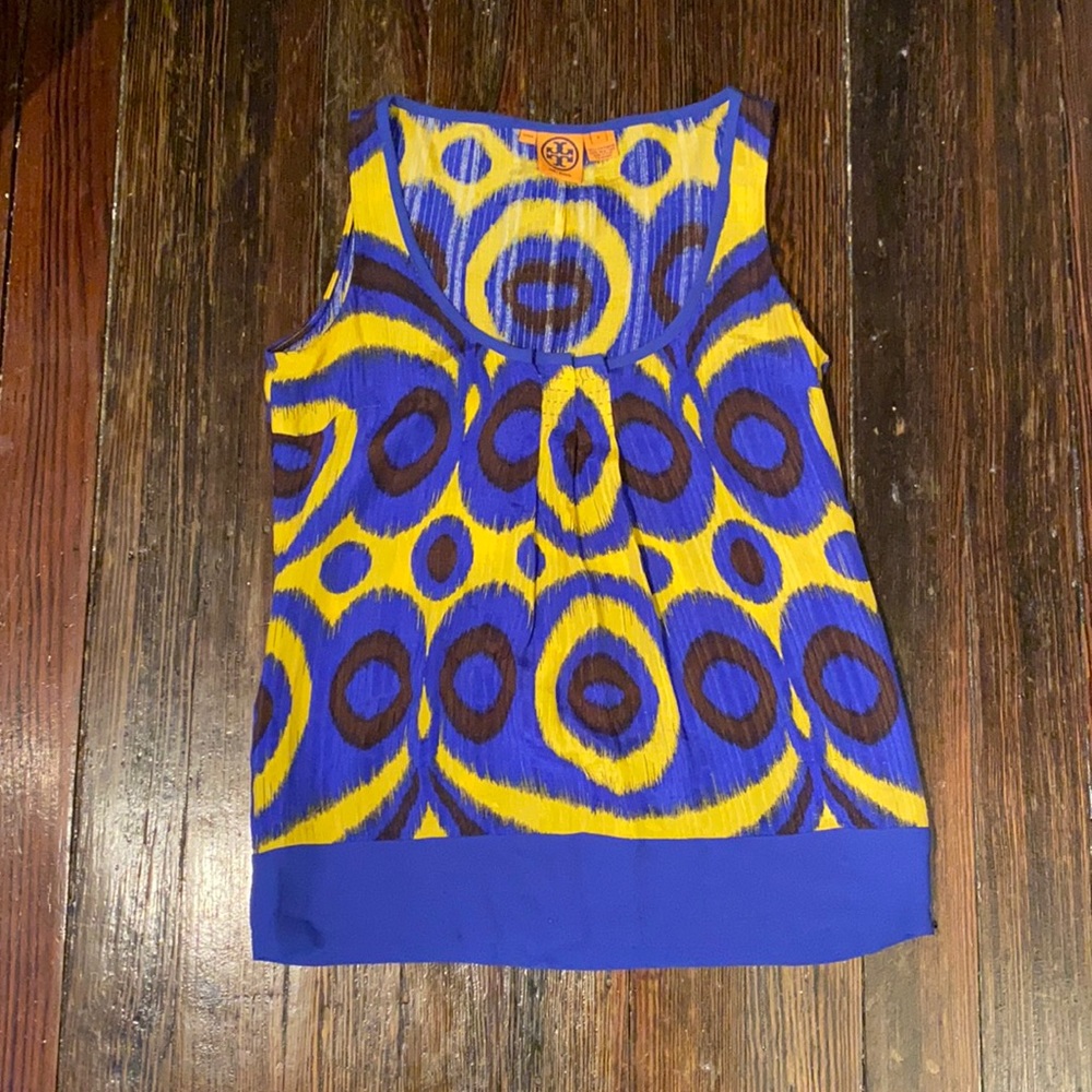 Tory Burch Blue and Yellow Tank Top